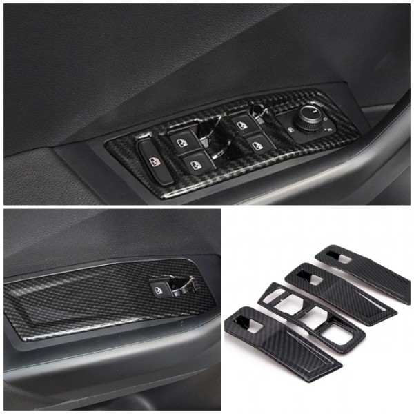 Fensterheber Rahmen Blende Abdeckung in ABS Carbon Optik Geeignet Für VW  T-Roc TDI TSI