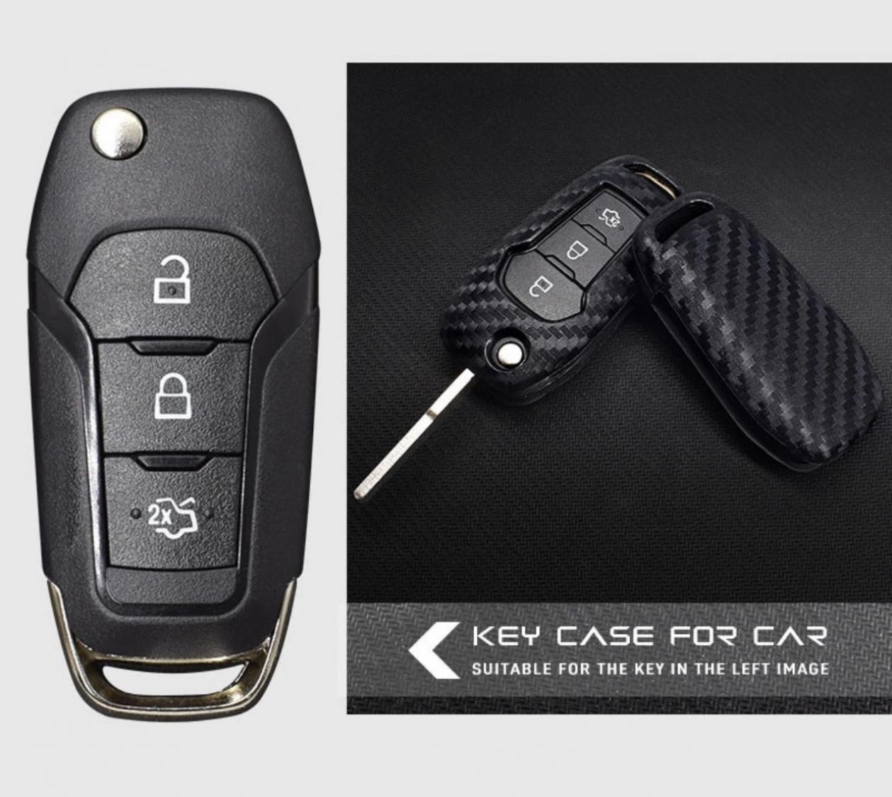 Autoschlüssel Hülle für Ford – Cover TPU Silikon Hochglanz Schutzhülle  Schlüsselhülle für Fernbedienung Ford Fiesta Focus Fusion Mondeo C-Max Kuga