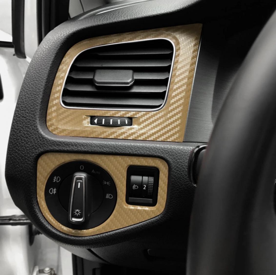 Mittelkonsole Armaturenbrett 5D Carbon Folie Geeignet Für VW Golf 7 mit  Start Stop Gold