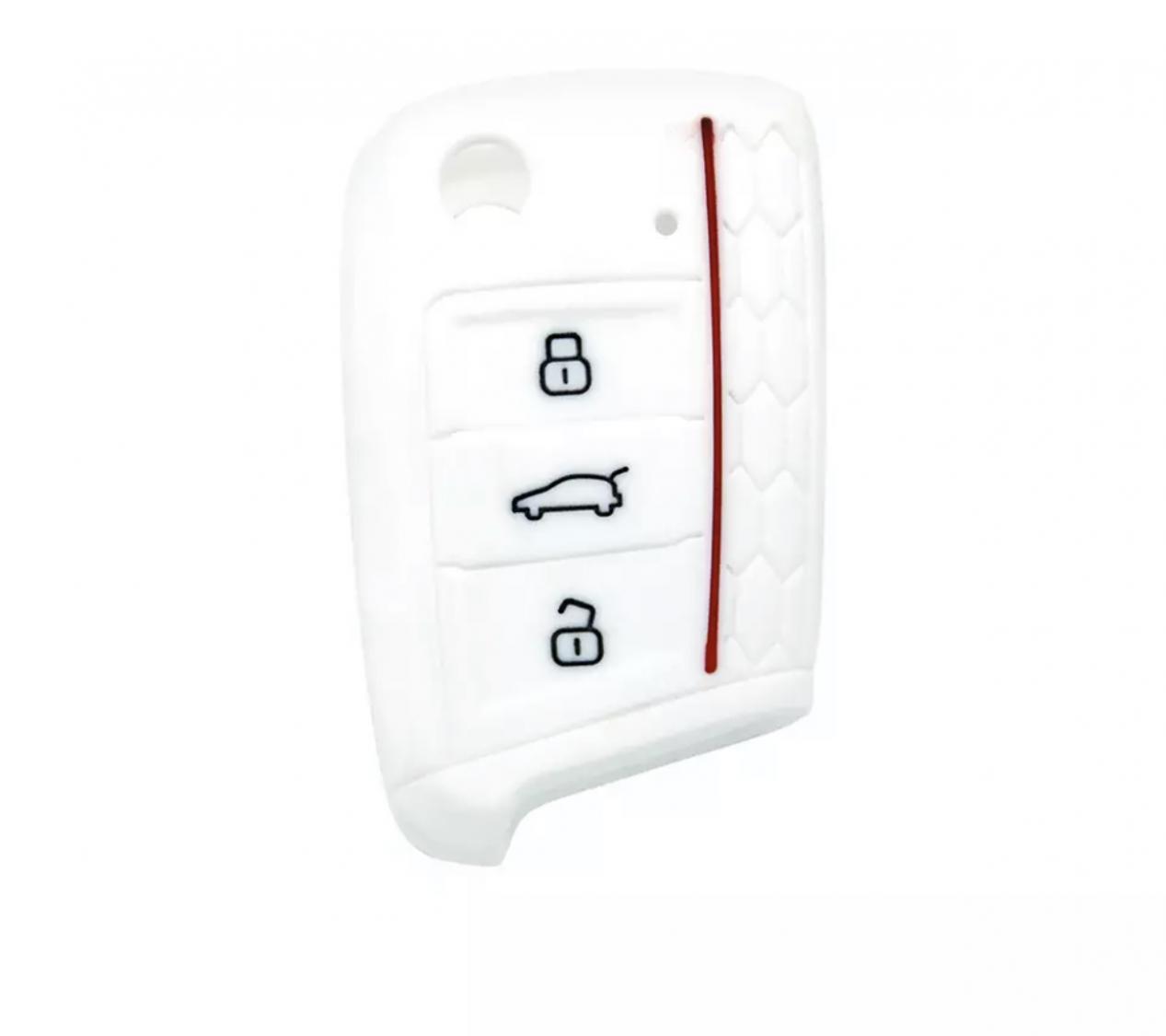 Schlüsselhülle Klappschlüssel Cover Gummi VW Golf 7 Skoda Oktavia Seat Leon  5F Weiß